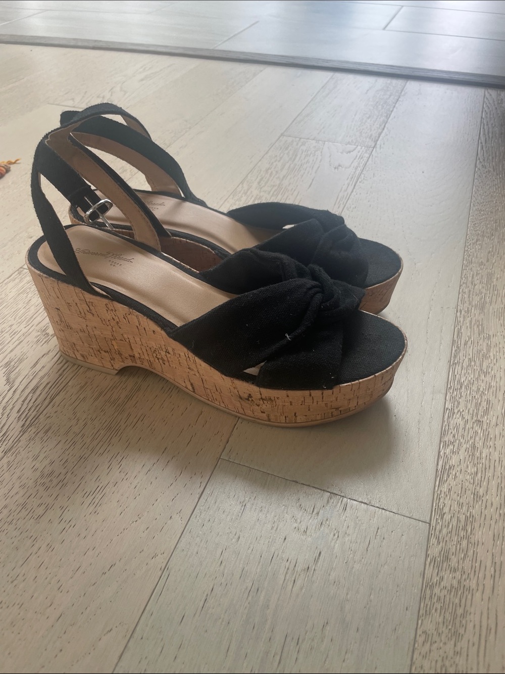 Black Knot Front Cork Platform Sandals - Women's
